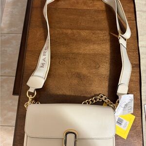 Marc Jacobs Ivory Crossbody Bag with Gold Accents